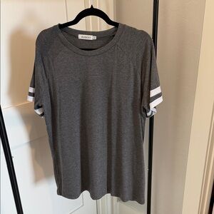 Gray T-Shirt with White Stripes